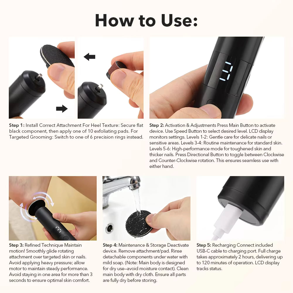 Electric 2-in-1 Foot Callus & Nail Pedicure Grinder